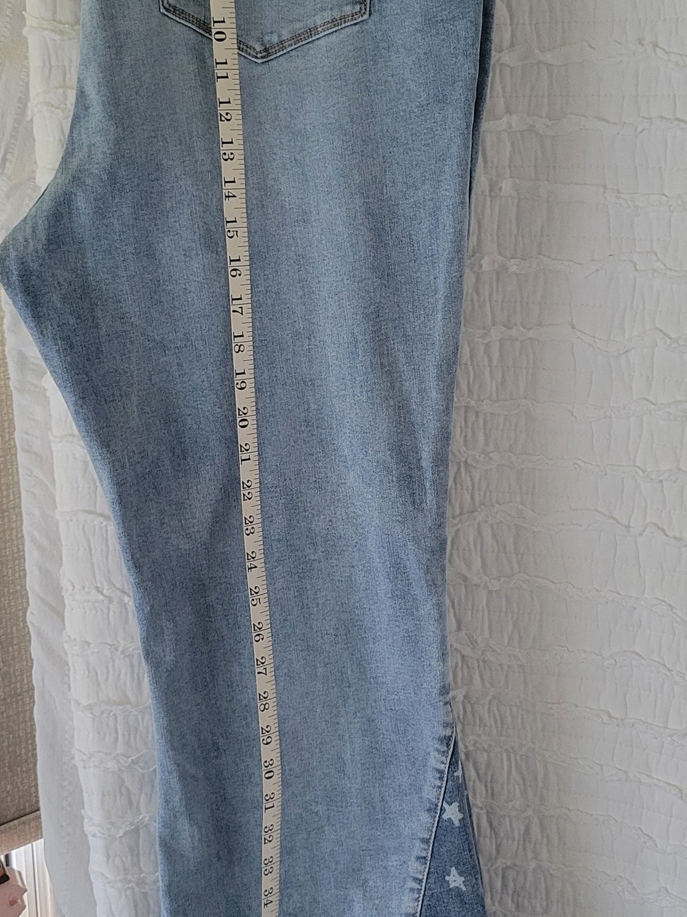 DG2 by Diane Gilman Light Wash Flare Jeans with Star Cuff - Picture 12 of 16